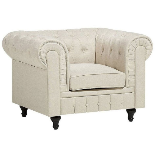 Beliani Armchair CHESTERFIELD Fabric Beige
