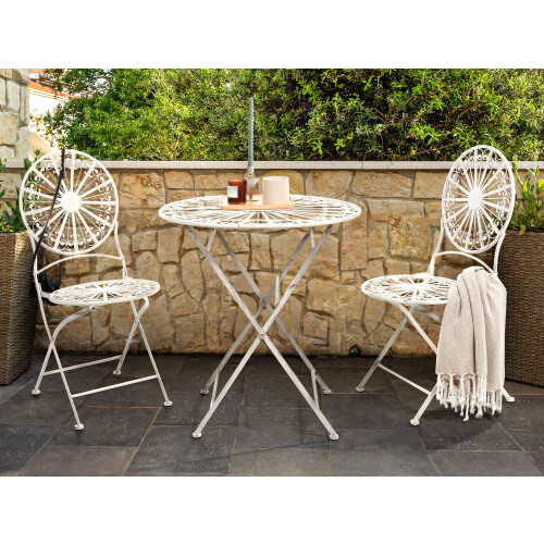 Beliani Bistro Table SCAFA 70 cm 70 cm Metal White 2