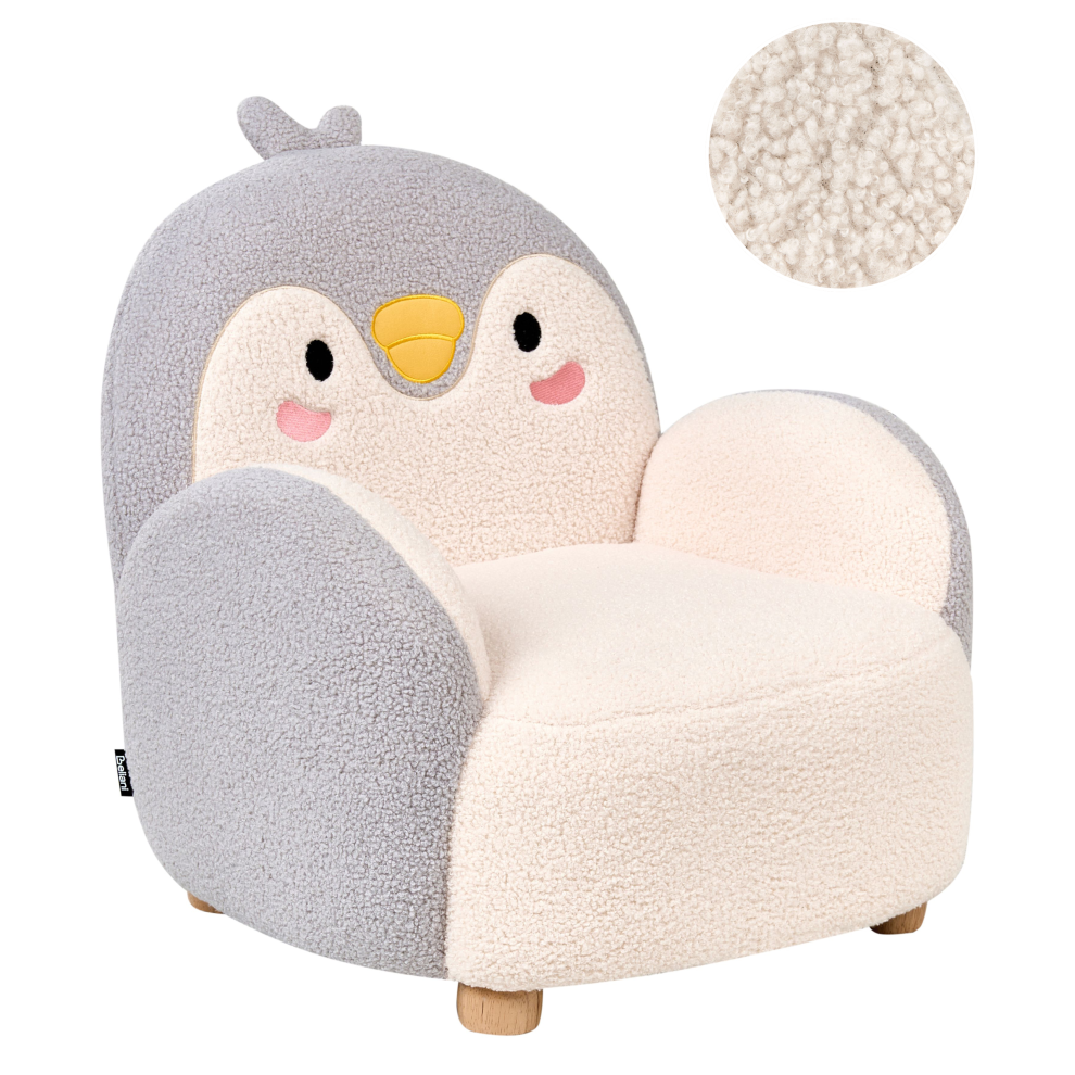 Beliani Kids Armchair Penguin Fyn Boucle Grey