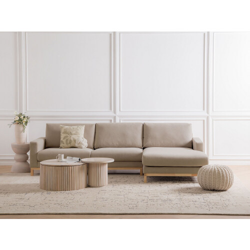 Beliani Corner Sofa 4 Seater SIGGARD Fabric Taupe Left Hand 1