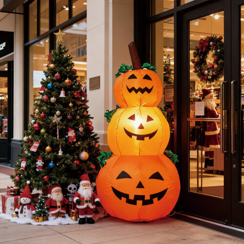 6ft Halloween Inflatable Pumpkin Ghost with LED Lights 2
