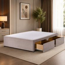 (Grey, 4ft6" Double (with 2 Drawers)) Divan Bed Base Upholstered Plush Velvet with 2 &4 Drawer Storage Option