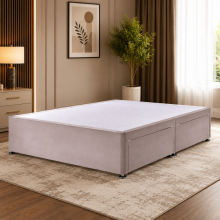 (Cream, 5ft King (No Drawers)) Divan Bed Base Upholstered Plush Velvet with 2 &4 Drawer Storage Option