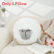 (White Gray) Plush Sheepshaped Adorable Cushion With Cartoon Design For Bed Decor Sofa And