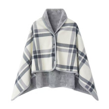 (Gray Check, 100x140cm) Plush Warm Coral Throw Blanket With Checkered Print Design For And Bed Sofa
