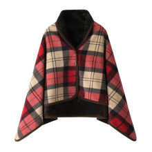 (Red, 80x130cm) Plush Warm Coral Throw Blanket With Checkered Print Design For And Bed Sofa