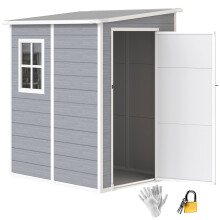 4'x5' Garden Storage Shed, Lean to Shed, Lockable Garden Shed with Window, Vent and Plastic Roof, Grey