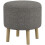 Round Linen-Look Storage Ottoman - Light Grey 2