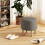 Round Linen-Look Storage Ottoman - Light Grey 3