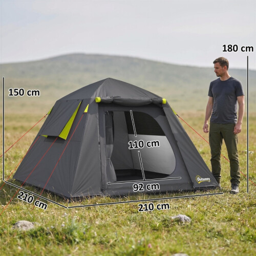 2-Person Camping Tent, 3000mm Waterproof, 2 Doors 2