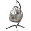 Single Rattan Hanging Egg Chair, with Seat Cushion - Grey 2