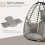 Single Rattan Hanging Egg Chair, with Seat Cushion - Grey 8