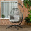 Single Rattan Hanging Egg Chair, with Seat Cushion - Grey 4