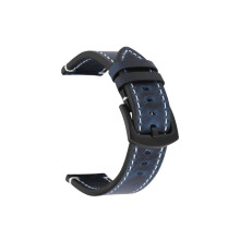 (Blue White,22MM)Vintage Leather Watch Strap With Quick Detach And Solid Color Design Daily For