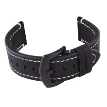 (Black White,21MM)Vintage Leather Watch Strap With Quick Detach And Solid Color Design Daily For