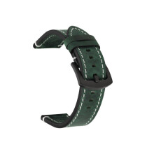 (Green White,20MM)Vintage Leather Watch Strap With Quick Detach And Solid Color Design Daily For