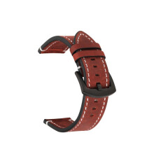 (Red White,19MM)Vintage Leather Watch Strap With Quick Detach And Solid Color Design Daily For