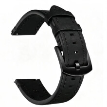 (Black,24MM)Vintage Leather Watch Strap With Quick Detach And Solid Color Design Daily For