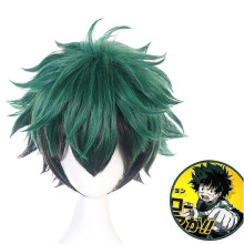 Krátka špicatá tmavozelená a čierna anime cosplay parochňa-YXY