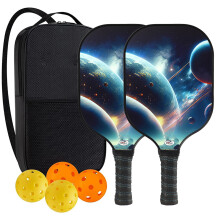Pickleball Set, Fiberglass Rackets, 2-Paddle, 4 Balls, Carrying Bag, Multicolor