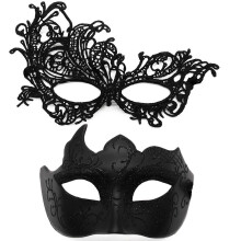 Conjunto de máscaras de casal para baile de máscaras, máscaras de plástico para fantasia de Halloween para mulheres e homens