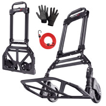 MoverX 85kg Hand Truck with Gloves and Bungee rope included Folding Aluminium Sack Truck Multi Purpose Heavy Duty Foldable Trolley on Wheels