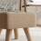 Linen-Look Square Padded Footstool - Brown 8