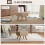 Linen-Look Square Padded Footstool - Brown 4