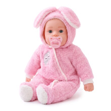 (Baby Pink Onesie) The Magic Toy Shop 20" Lifelike Soft Baby Doll With Dummy & 12 Sounds