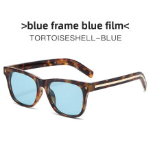 (Blue)Minimalistische eckige Sonnenbrille Herren UV400 Polycarbonat für Sommer Sport Outdoor