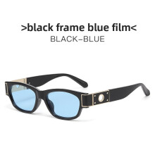 (BlackBlueLens)Square Frame Sunglasses With Pc Lenses For Travel And Outdoor Activities Fashion