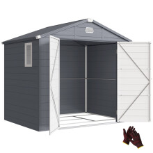 7.9ft x 6.2ft Aluminium Frame and Plastic Wall Shed, with Foundation - Grey