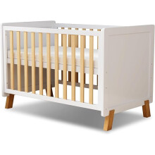 MEICI BABY Alex -3-in-1 Wooden Baby Cot Bed, Baby Crib, Convertible Baby Bed,3 Adjustable Bed Base Positions ,Short Guardrail, Mattress Included