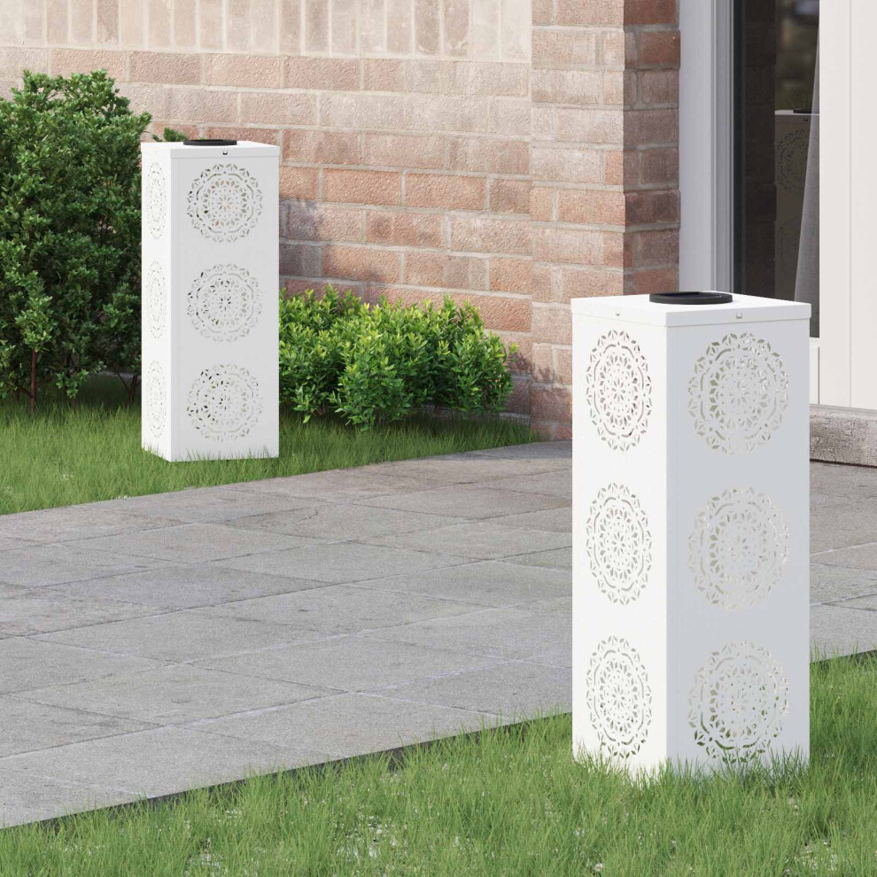 Vidaxl Solar Led Pathway Light 2 Pcs White Cold Rolled Steel