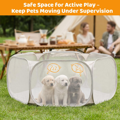 Pet Playpen Safety Barrier for Small Pets - Supervised Exercise, Space Separation & Social Interaction 2