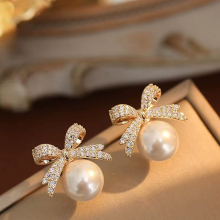 Trendy Bow Earrings for Women – Gold & Silver Plated Hoops with Cubic Zirconia Studs – Minimalist Dainty Jewelry