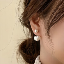 Heart Pearl Earrings for Women Dainty Hypoallergenic Pearl Front Back Studs Earrings Fashion Jewelry Gifts