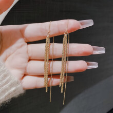 Silver Chain Earrings for Women Girls Dangle Dainty Plated Gold Earrings Trendy Hypoallergenic Cubic Zirconia Dangly Earrings Long Cha