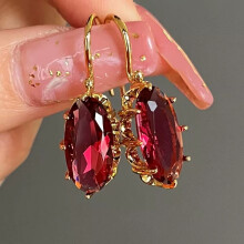 White Gold Plated Blue & Red Cubic Zirconia Hook Earrings for Women Daily Evening Parties Wear Lightweight Jewelry Earring Gift for Her