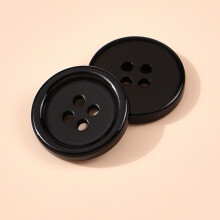 Pacote com 50 botões redondos de resina preta de 20 mm com 4 furos (Preto-20mm-50 unidades)