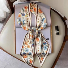 Lenço de cetim feminino, lenço de cabeça duplo com estampa requintada, lenço pequeno com borda chanfrada, lenço de praia, len