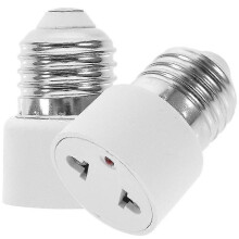 2 Stück Lampenfassung-auf-Stecker-Adapter: E27-Fassung auf 2-polige Steckdose – Lampenfassung-Konverter