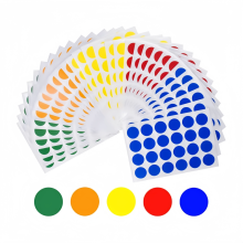 2 cm Round Coloured Stickers, 30 Sheets Adhesive Labels, 5 Colours Self-Adhesive Circle Labels for Office, 1620pcs