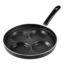 Eierkoekenpan met antiaanbaklaag en 4 gaten, gelijkmatige warmteverdeling, geschikt voor gasfornuis, ergonomische handgreep, hi
