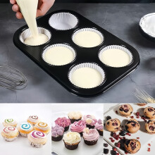 Lot de 2 moules à muffins profonds et robustes (6 cavités), antiadhésifs, en acier au carbone, parfaits pour les puddings du Yo