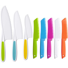 Ensemble de 8 couteaux de cuisine pour enfants, couteaux de service en plastique multicolores pour gâteaux, salades, fruits et