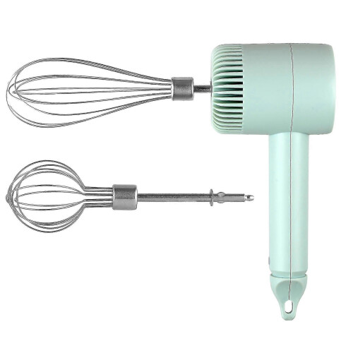 Batteur électrique à main sans fil, portable, rechargeable par USB, 3 vitesses - vert
