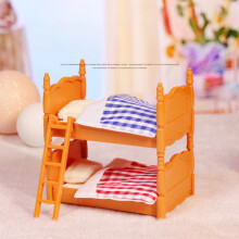 Mini tweepersoonsbed 1:12 schaal poppenhuismeubels, mini stapelbedden met kussens en dekens, realistisch simulatiebed voor po