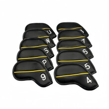 Set van 10 klassieke gele golfclubhoesjes (4-9+PW) met magnetische sluiting, 2026.