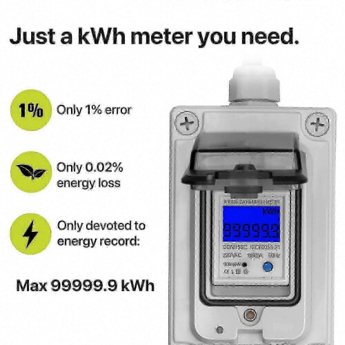 60A 220V Waterdichte Digitale Stroommeter, Mobiele Kilowatt Vermogensmonitor 1